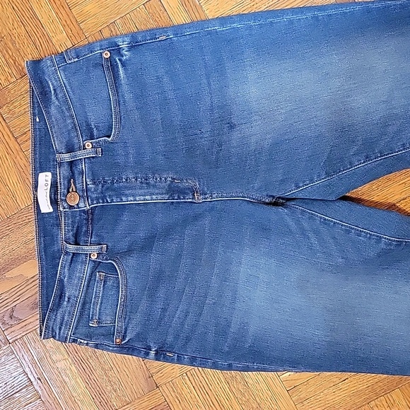 LOFT Curvy High Waist Flare Crop Denim Jeans With Raw Hem Size 29 - Picture 10 of 13